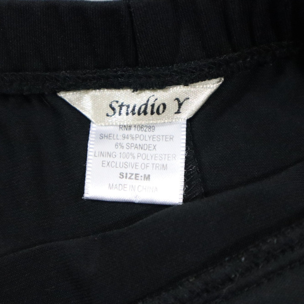 Studio Y Womens Strapless Tube Top Black M Rhinestone Buckle Ruched Sweetheart