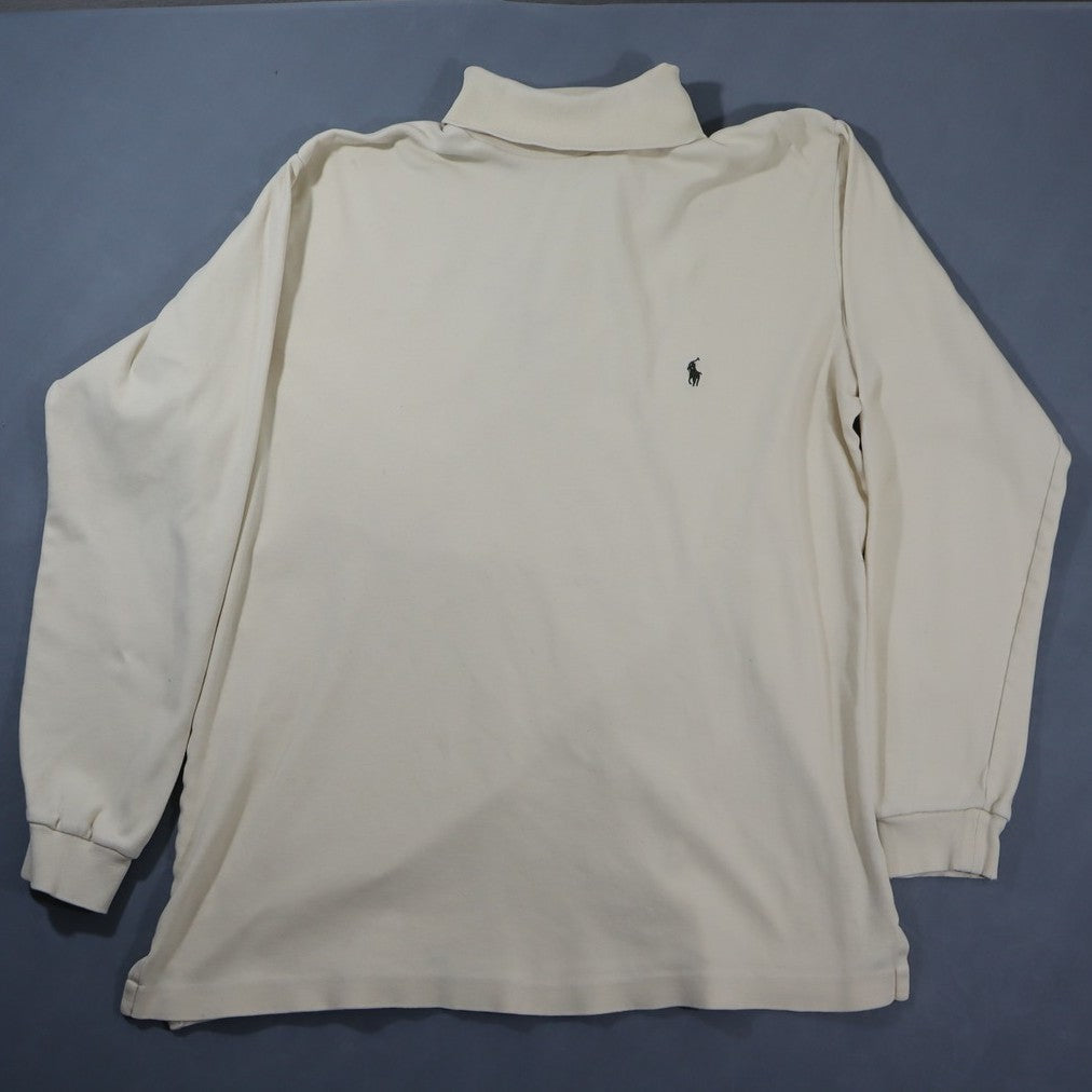 Polo Ralph Lauren Turtleneck Shirt Mens L Cream Long Sleeve Pony Logo Mock Roll