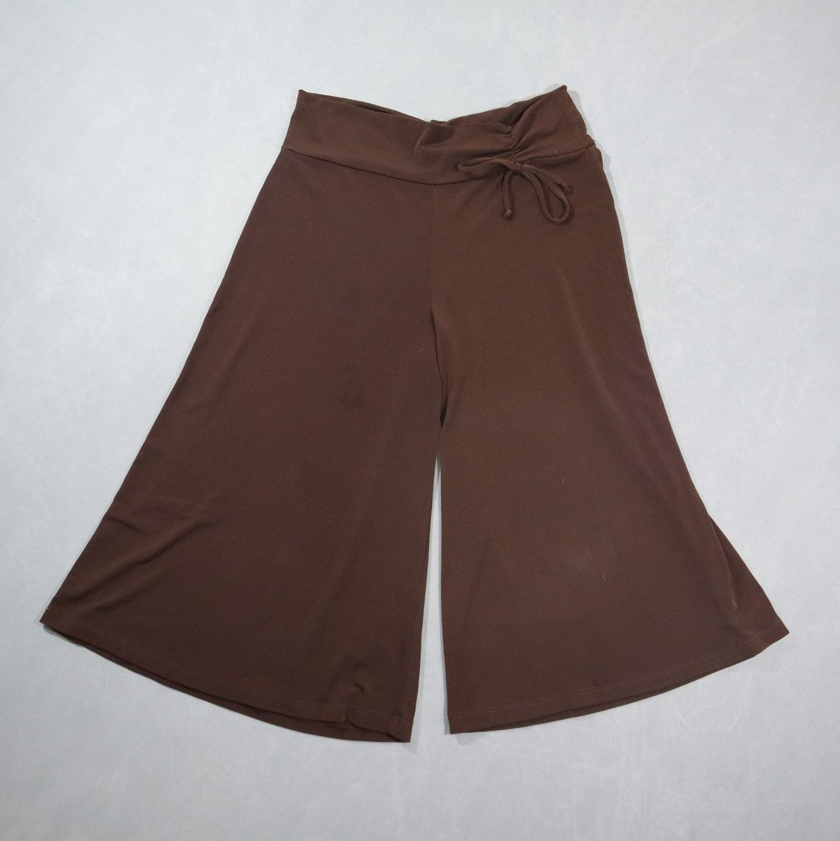 Cato Girls Gaucho Pants Brown Stretch Knit Wide Leg Cropped Capri L 12/14 USA