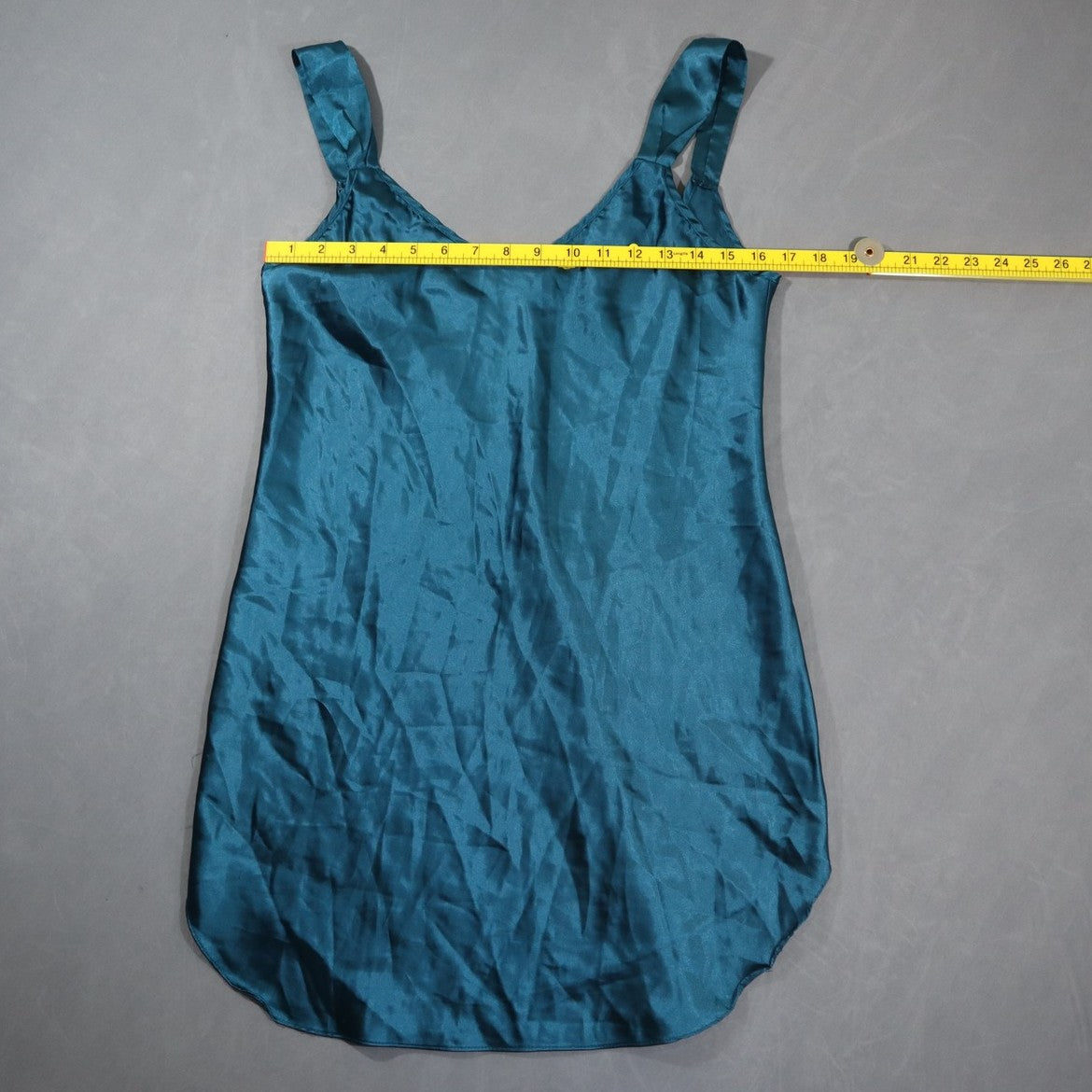 Honors Intimates Womens Satin Chemise Slip Nightgown Teal Blue Scoop Back Mini