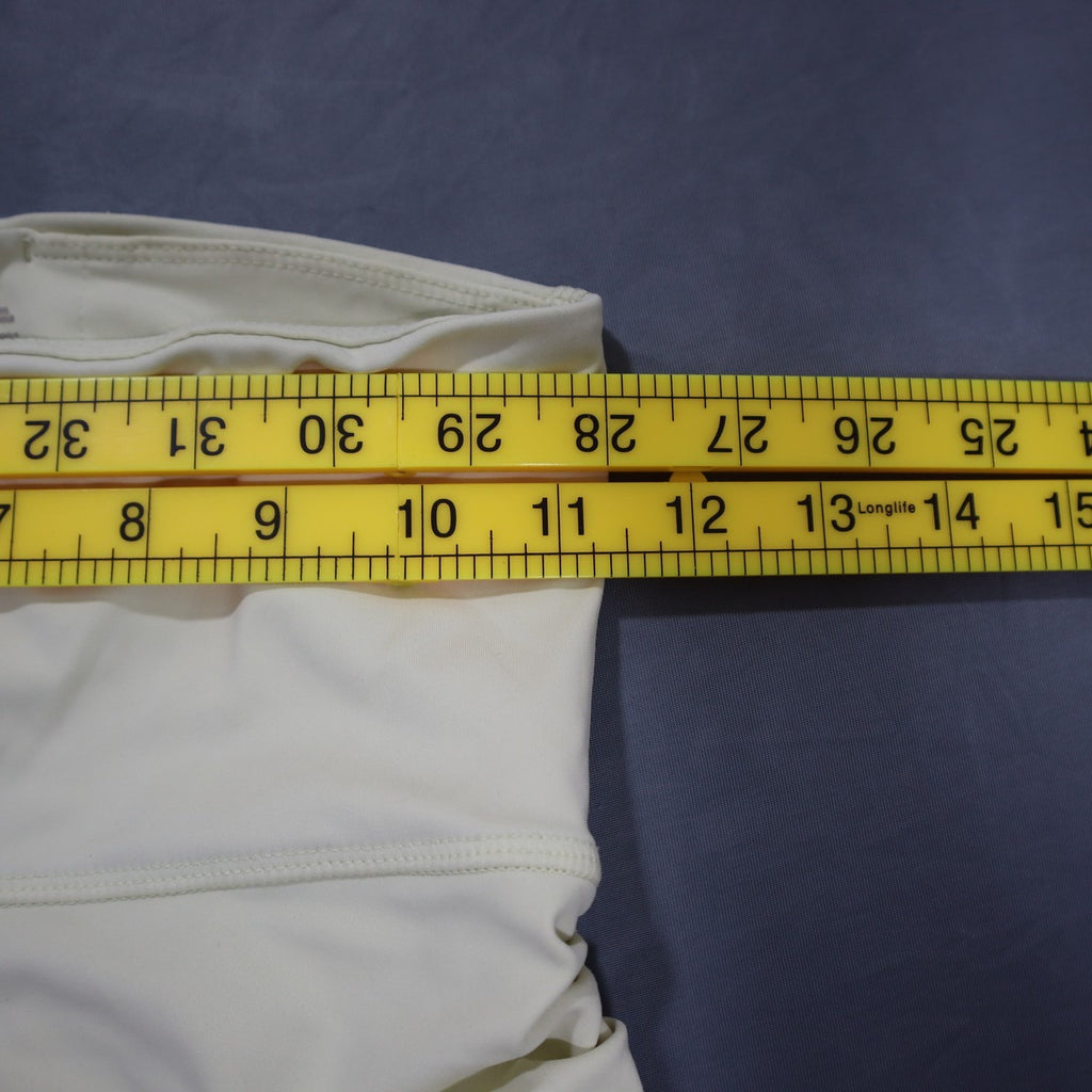 Avia Womens High Rise Ruched Scrunch Biker Shorts Drawstring Cream Small S 4-6