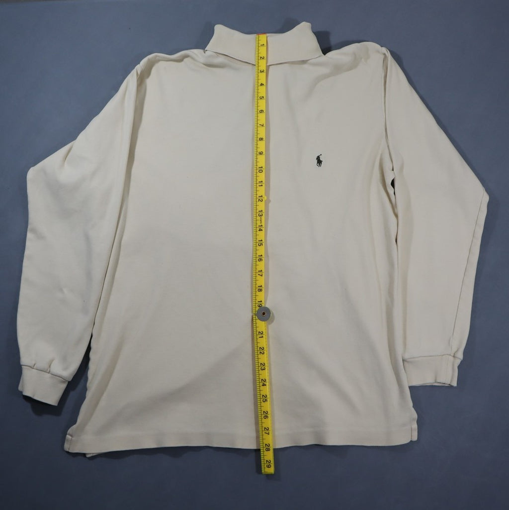 Polo Ralph Lauren Turtleneck Shirt Mens L Cream Long Sleeve Pony Logo Mock Roll