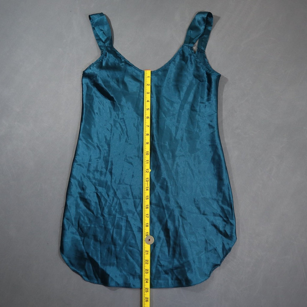 Honors Intimates Womens Satin Chemise Slip Nightgown Teal Blue Scoop Back Mini