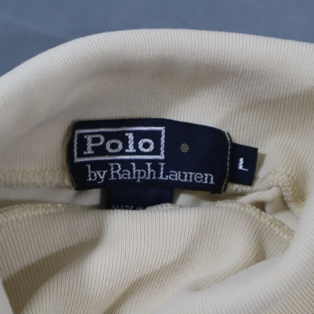 Polo Ralph Lauren Turtleneck Shirt Mens L Cream Long Sleeve Pony Logo Mock Roll