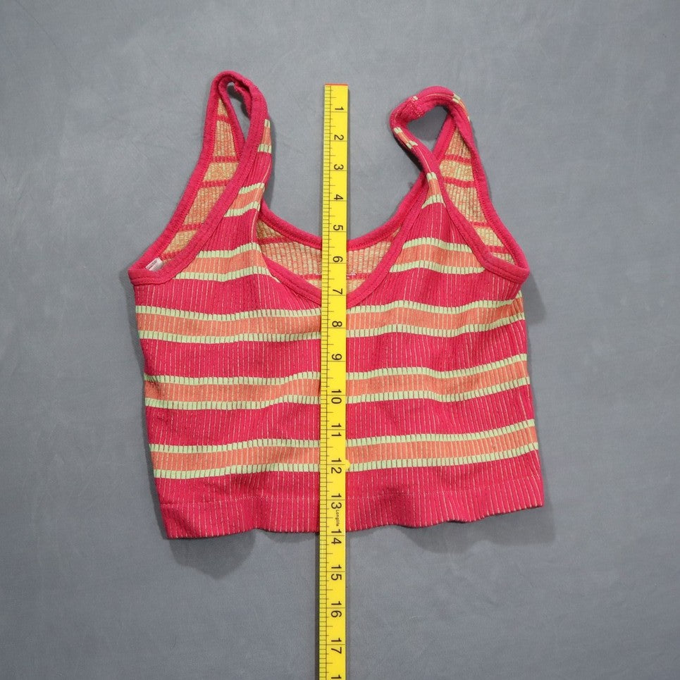 Out From Under Urban Outfitters Womens Striped Ribbed Crop Tank Top Pink Size M