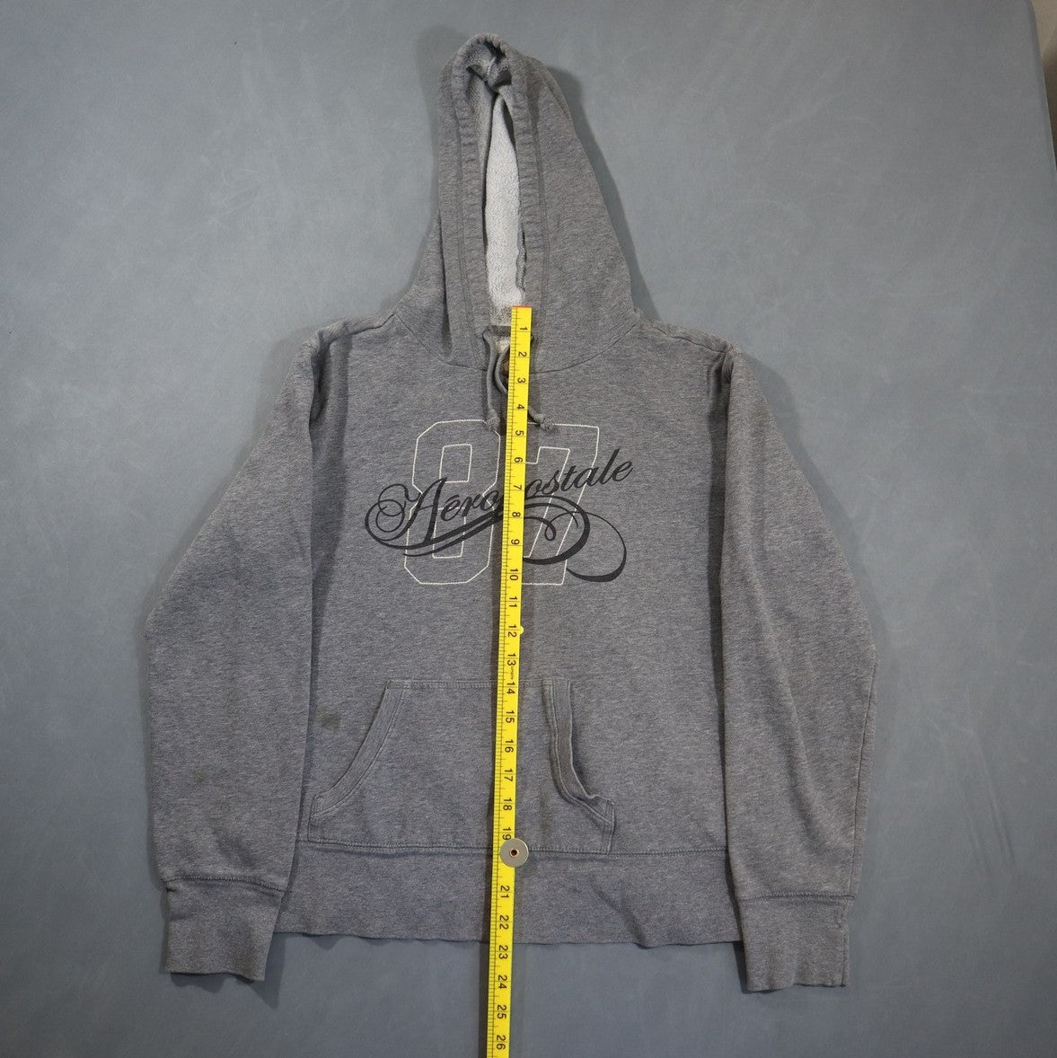 Aeropostale Hoodie Womens S Gray 87 Script Logo Pullover Sweatshirt Y2K 2000s