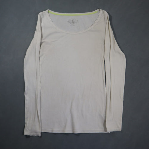 Arizona Jean Company Long Sleeve T-Shirt Womens L White Scoop Neck Fitted Tee