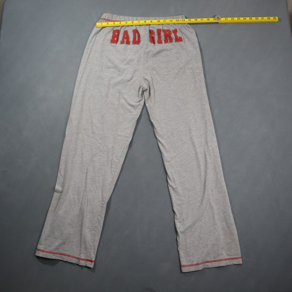Bad Girl Womens Lounge Pants Gray Jersey Red Glitter Butt Print Drawstring Sleep