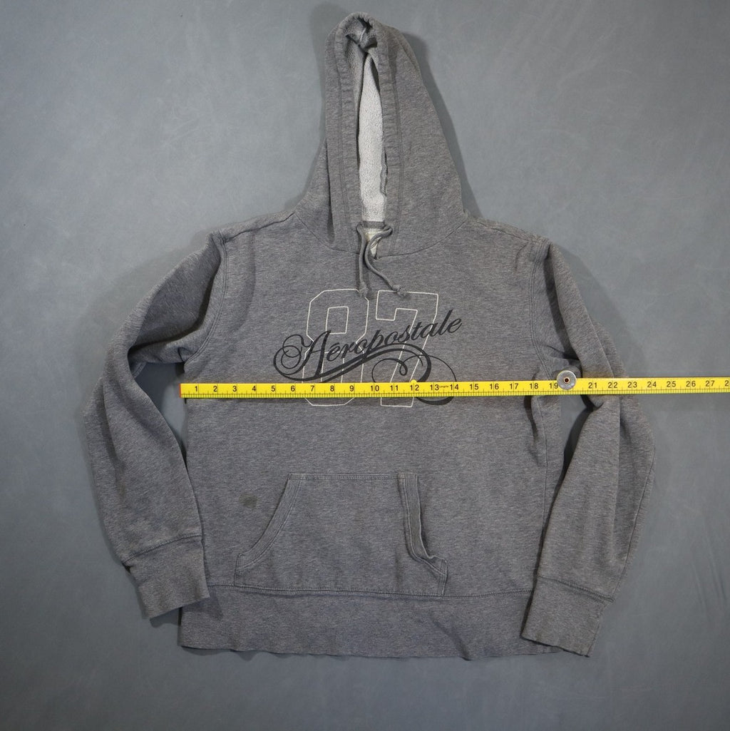 Aeropostale Hoodie Womens S Gray 87 Script Logo Pullover Sweatshirt Y2K 2000s