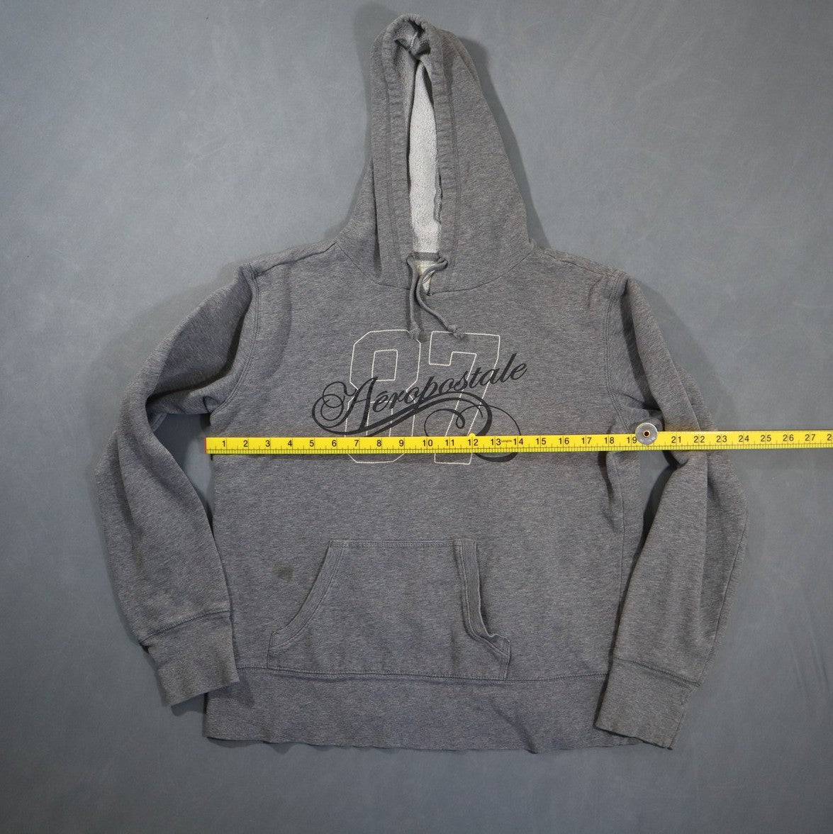 Aeropostale Hoodie Womens S Gray 87 Script Logo Pullover Sweatshirt Y2K 2000s