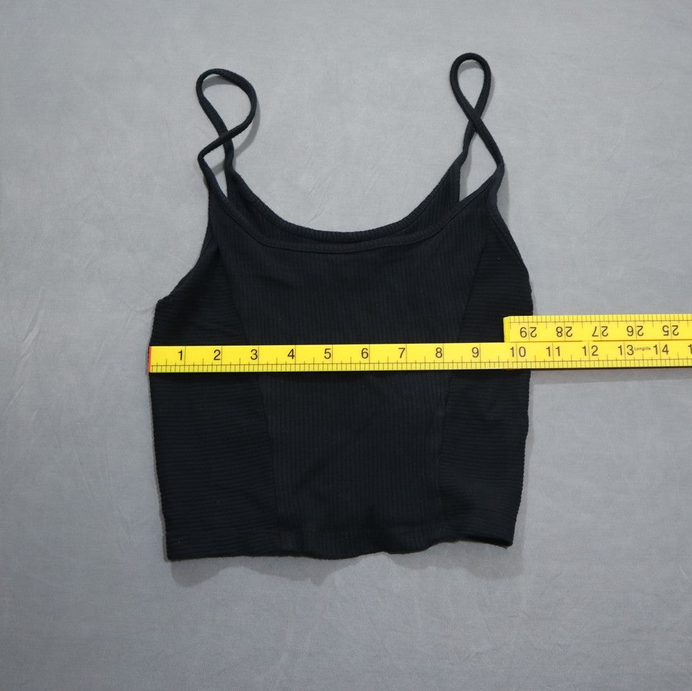 Urban Outfitters Womens Ribbed Cami Crop Top Black Small S Spaghetti Strap