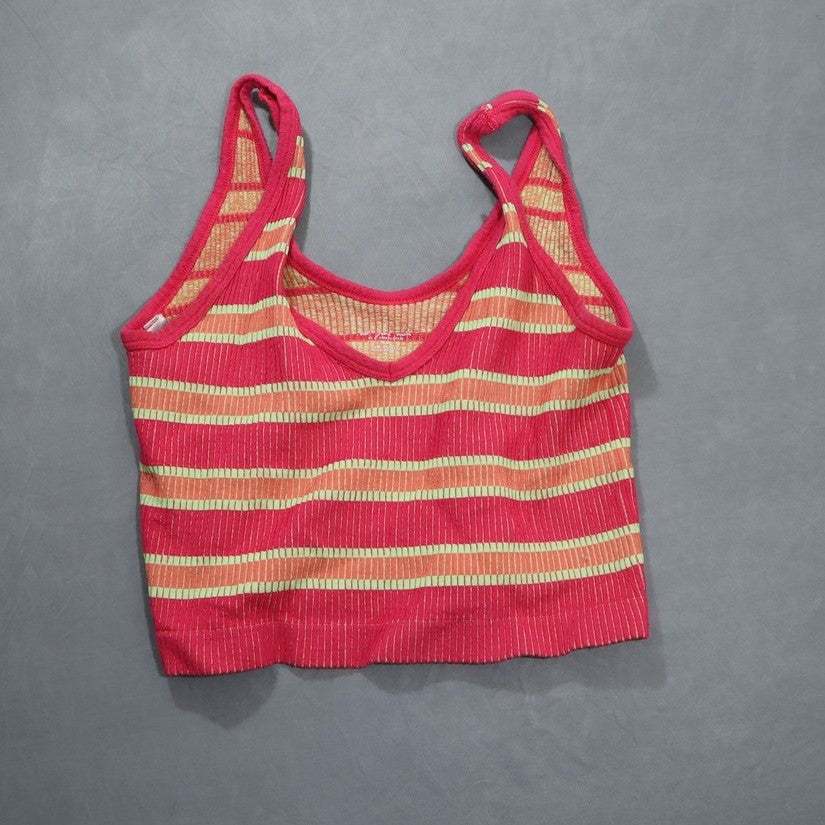 Out From Under Urban Outfitters Womens Striped Ribbed Crop Tank Top Pink Size M