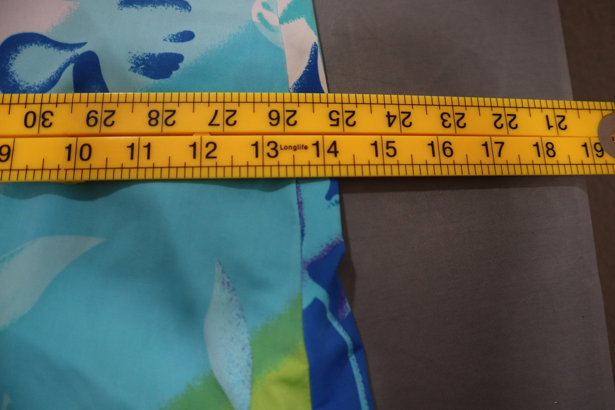 Vintage Y2K Estam Womens Floral Slip Dress Midi Asymmetric Ruffle Hem Blue Green