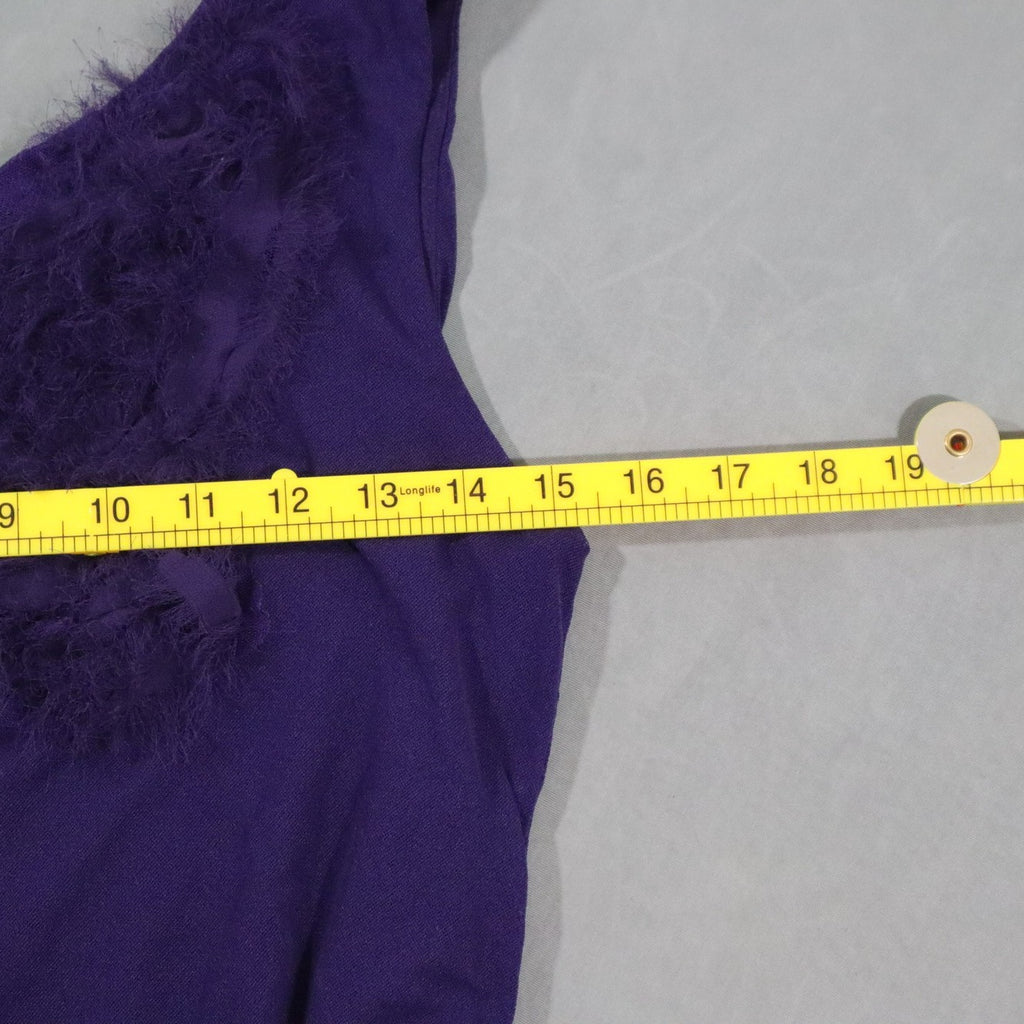 The Limited Womens One Shoulder Top Purple Feather Fringe Trim Stretch Party XS