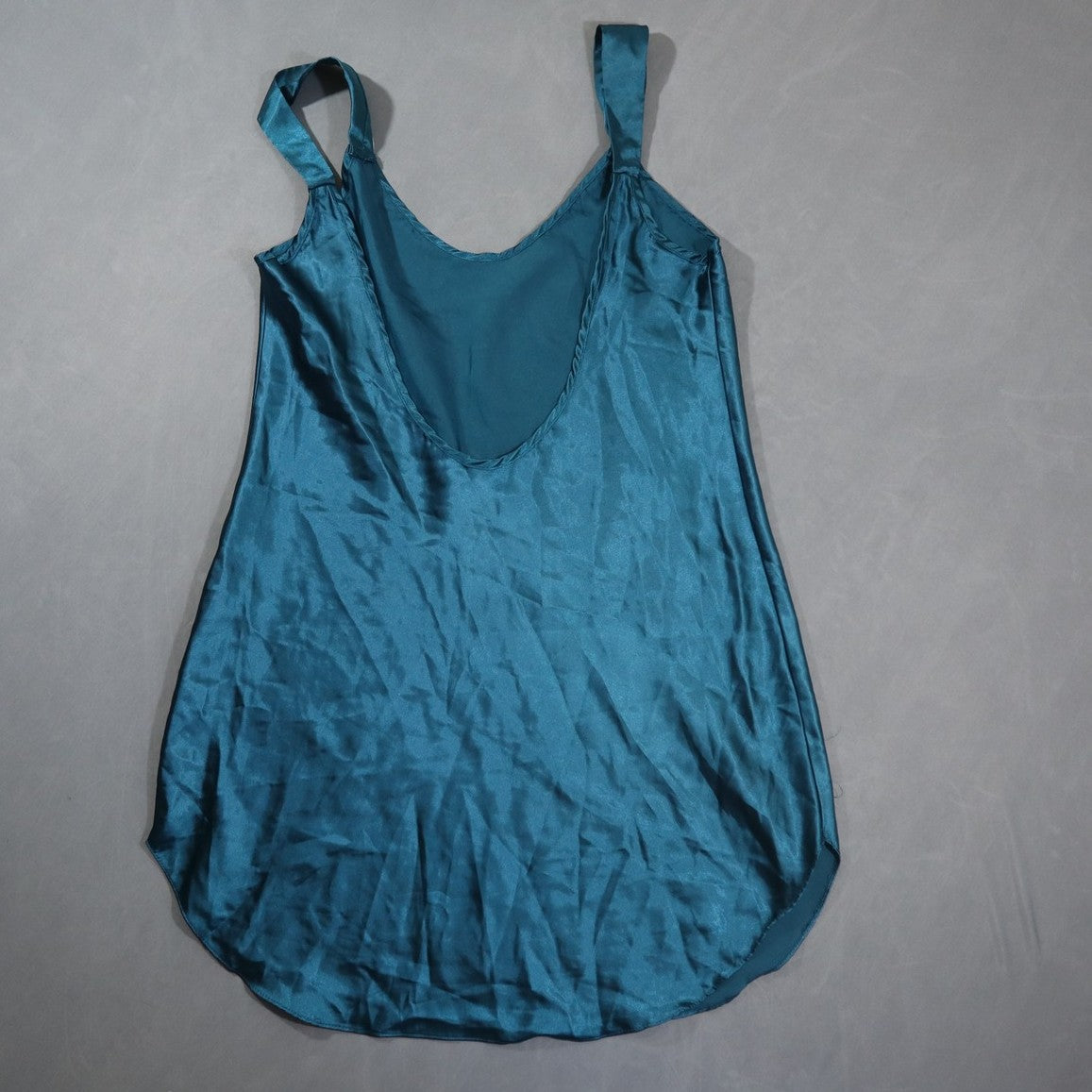 Honors Intimates Womens Satin Chemise Slip Nightgown Teal Blue Scoop Back Mini