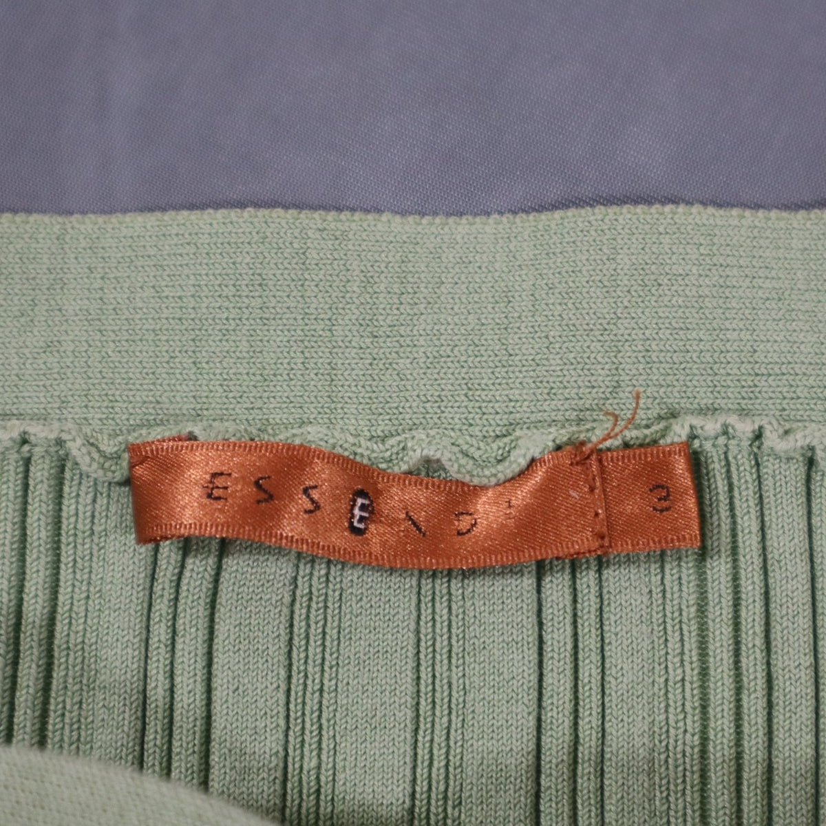 Essentiel Womens 3 Rib Knit Top Off Shoulder Grommet Sleeve Sweater Mint Green