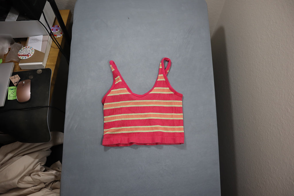Out From Under Urban Outfitters Womens Striped Ribbed Crop Tank Top Pink Size M