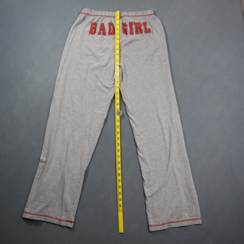 Bad Girl Womens Lounge Pants Gray Jersey Red Glitter Butt Print Drawstring Sleep
