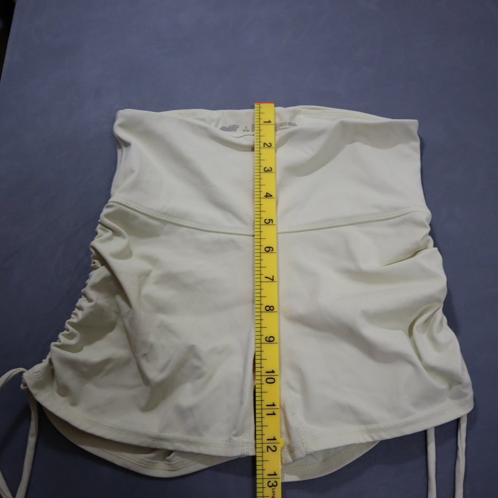 Avia Womens High Rise Ruched Scrunch Biker Shorts Drawstring Cream Small S 4-6