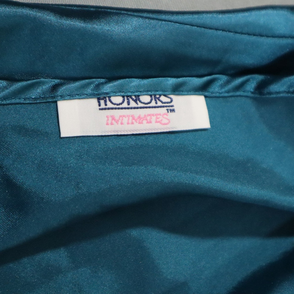 Honors Intimates Womens Satin Chemise Slip Nightgown Teal Blue Scoop Back Mini