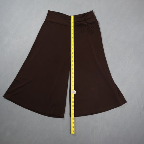 Cato Girls Gaucho Pants Brown Stretch Knit Wide Leg Cropped Capri L 12/14 USA