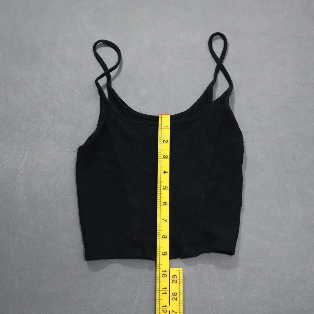 Urban Outfitters Womens Ribbed Cami Crop Top Black Small S Spaghetti Strap