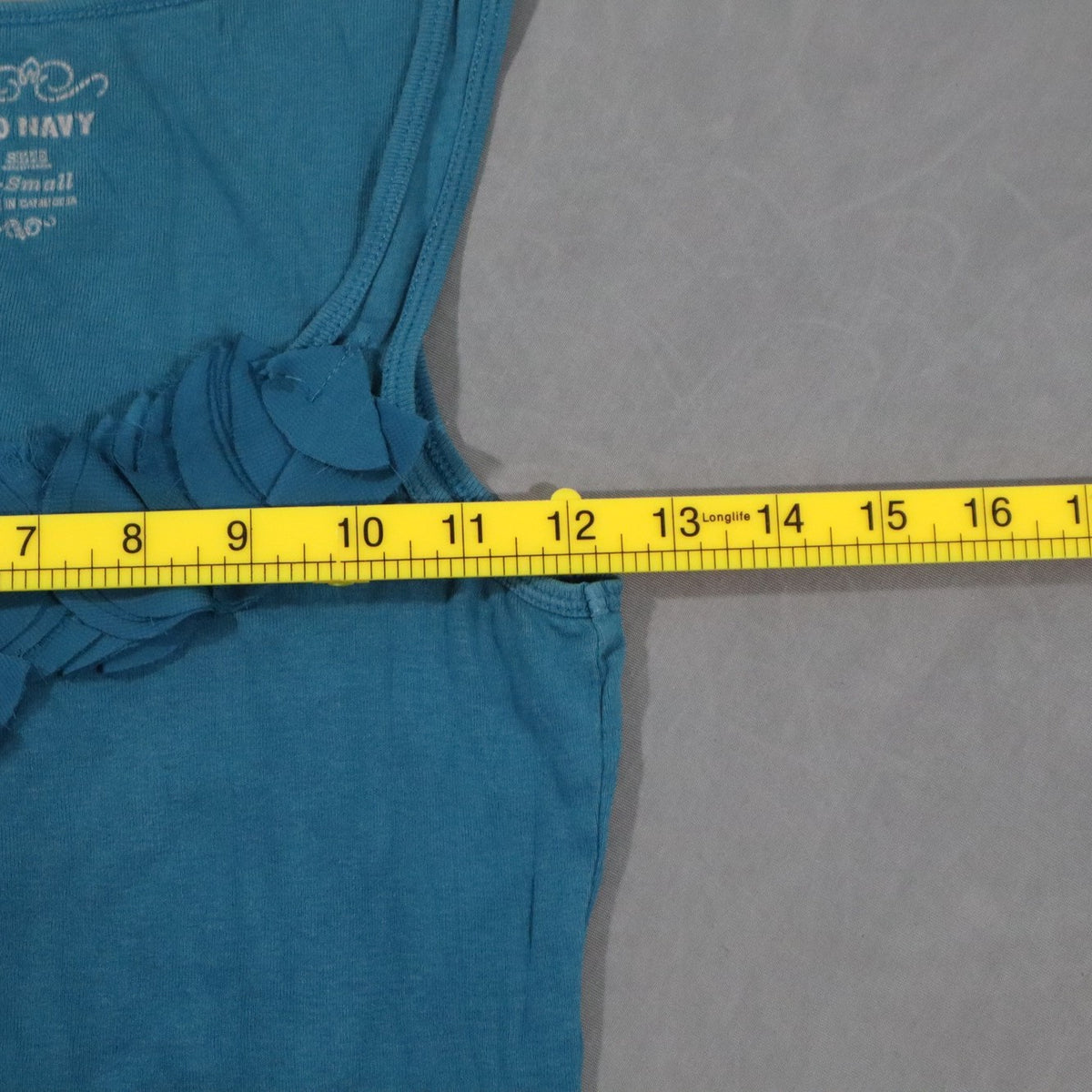 Old Navy Womens Tank Top Teal Blue Chiffon Ruffle Rosette Bow Scoop Neck Cami XS