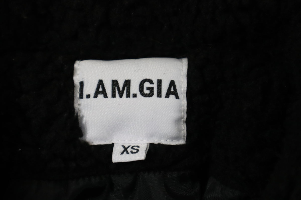 I.AM.GIA Pixie Coat Womens XS Black Teddy Sherpa Fleece Jacket Oversized Zip Up