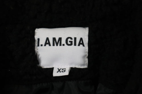 I.AM.GIA Pixie Coat Womens XS Black Teddy Sherpa Fleece Jacket Oversized Zip Up