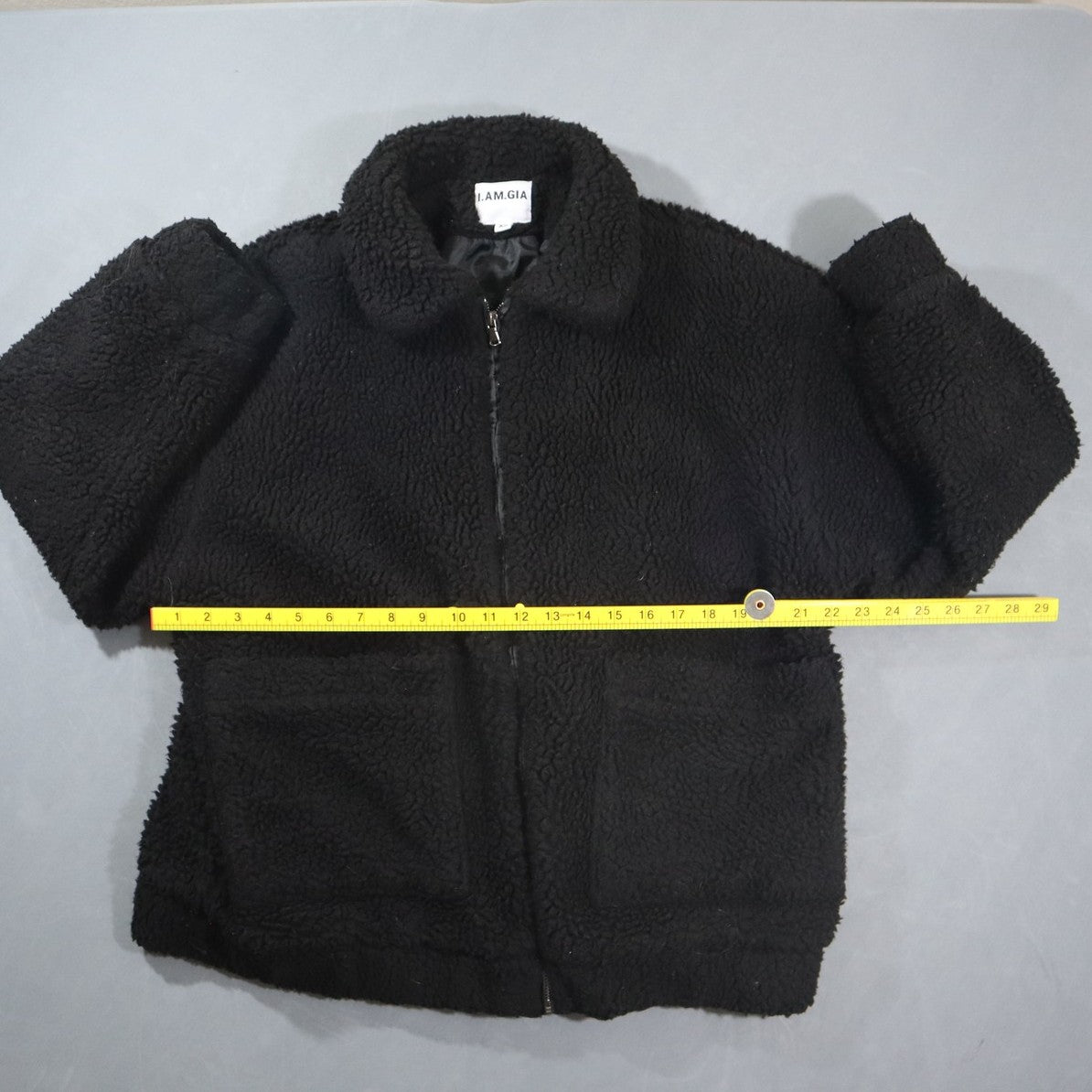 I.AM.GIA Pixie Coat Womens XS Black Teddy Sherpa Fleece Jacket Oversized Zip Up