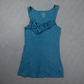 Old Navy Womens Tank Top Teal Blue Chiffon Ruffle Rosette Bow Scoop Neck Cami XS